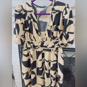 Geo Print Puff Sleeve Dress
